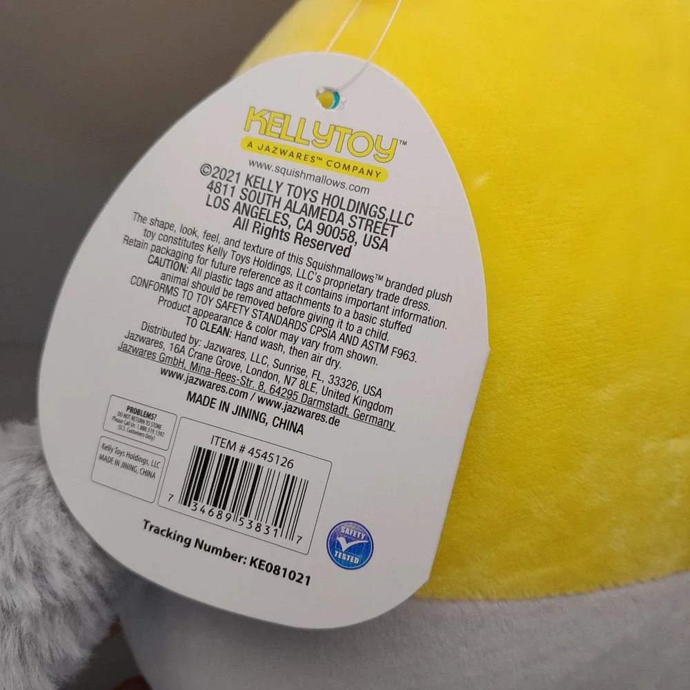 Squishmallows 8 Inch Charlize the Cockatiel Bird Yellow Grey Plush Kellytoy NWT